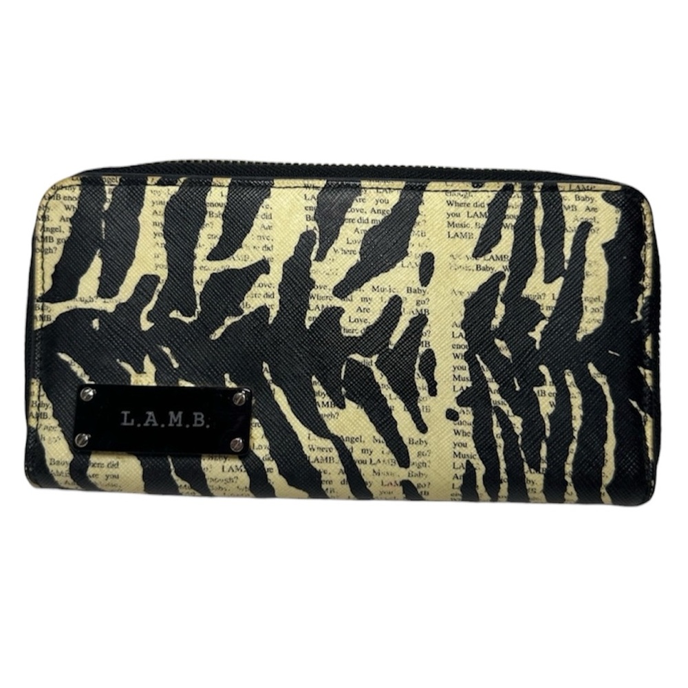 L.A.M.B. By Gwen Stefani Y2K Vintage Zebra and News Print PVC & Leather Wallet